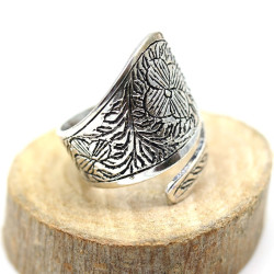 Bague argentée bohème -...