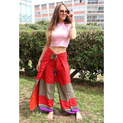 Pantalon fluide rouge -...