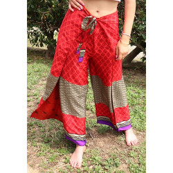 Pantalon bohème rouge -...