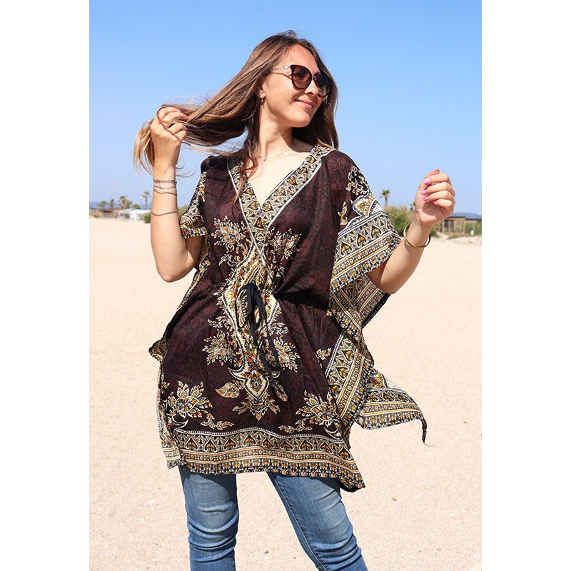 tunique kaftan marron - Mosaik bijoux indiens tunique kaftan marron - Mosaik bijoux indiens