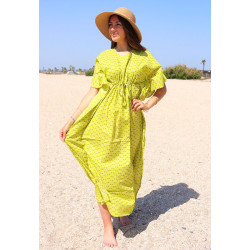 robe indienne kaftan jaune...