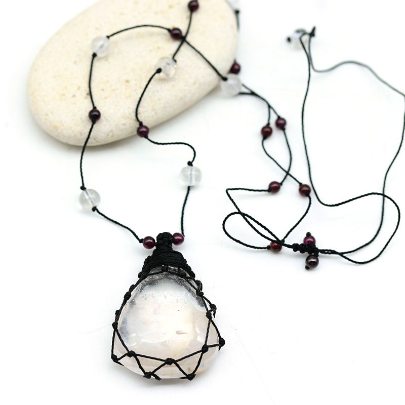 Collier pierre cristal de roche sur fil Mosaik Bijoux Indiens - 1 Collier pierre cristal de roche sur fil Mosaik Bijoux Indiens - 1