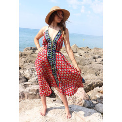 Robe longue en soie -...