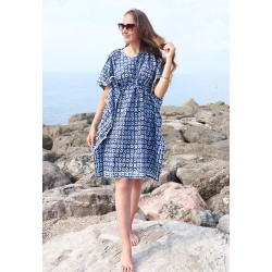 Robe grande taille bleue -...