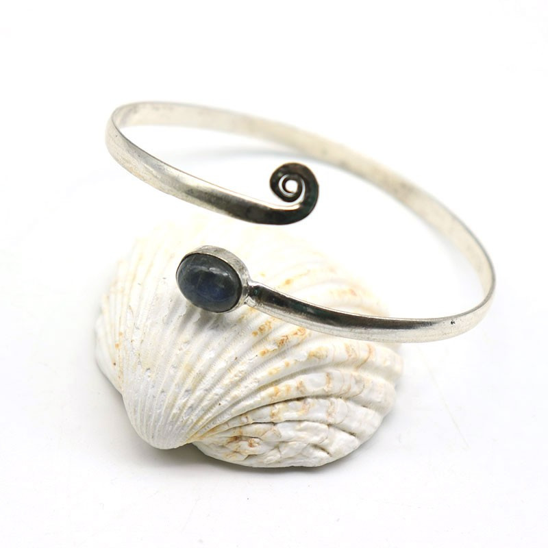Bracelet de bras argenté labradorite - Mosaik bijoux indiens