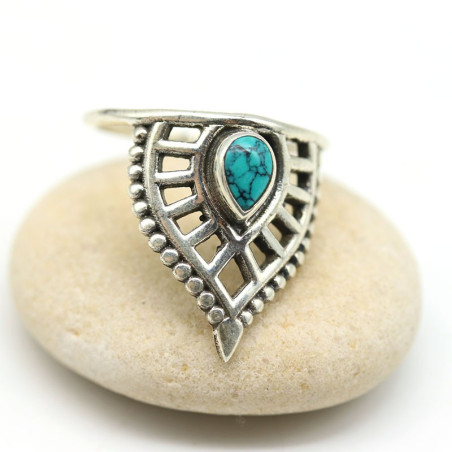 bague argent et pierre tuquoise - Mosaik bijoux indiens