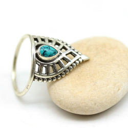 bague argent et pierre tuquoise - Mosaik bijoux indiens