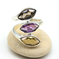 Bague argent 3 pierres...