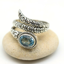 Bague serpent argent et...