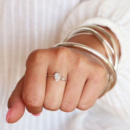 Bague 2 pierres de lune argent Mosaik Bijoux Indiens - 1