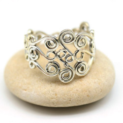 Bague argent large à...