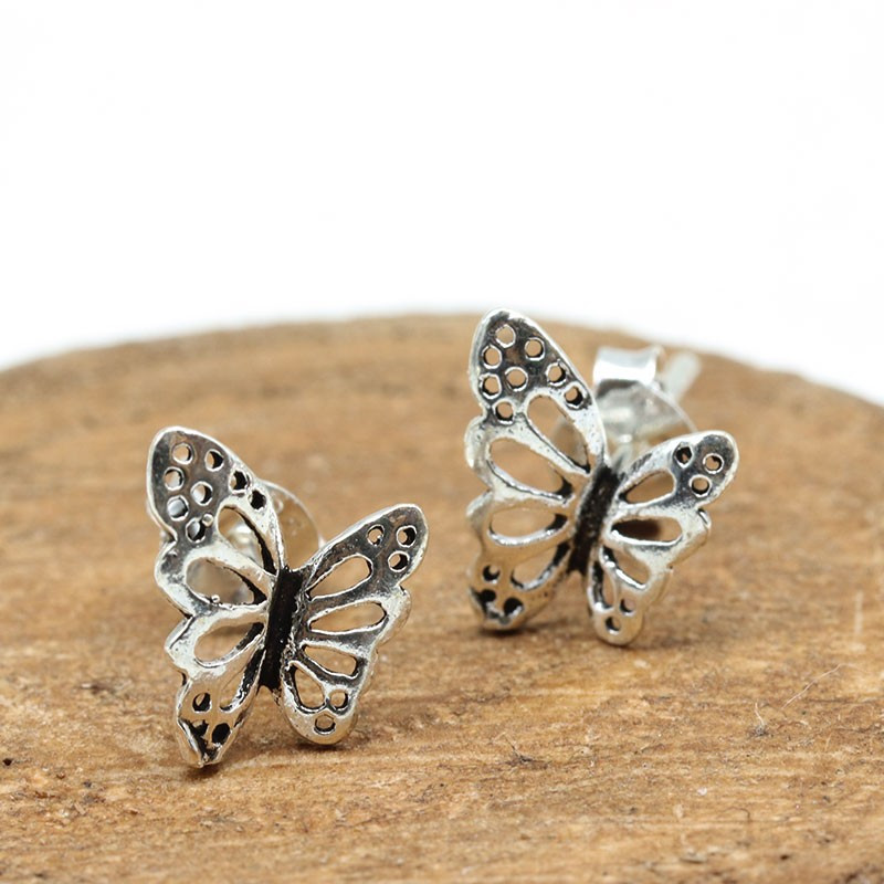 puce d'oreille argent papillon - Mosaik bijoux indiens puce d'oreille argent papillon - Mosaik bijoux indiens