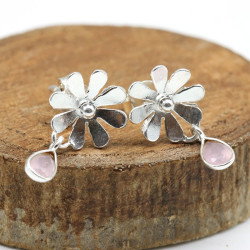 puce d'oreille argent fleur...