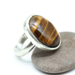 Bague oeil de tigre -...