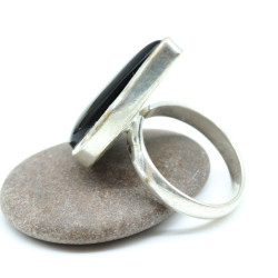 bague fantaisie pierre noire - Mosaik bijoux indiens