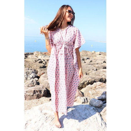 robe kaftan rose - Mosaik bijoux indiens