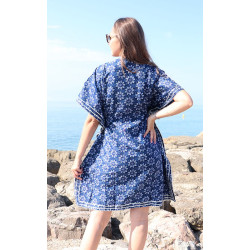 robe kaftan coton bleue -...