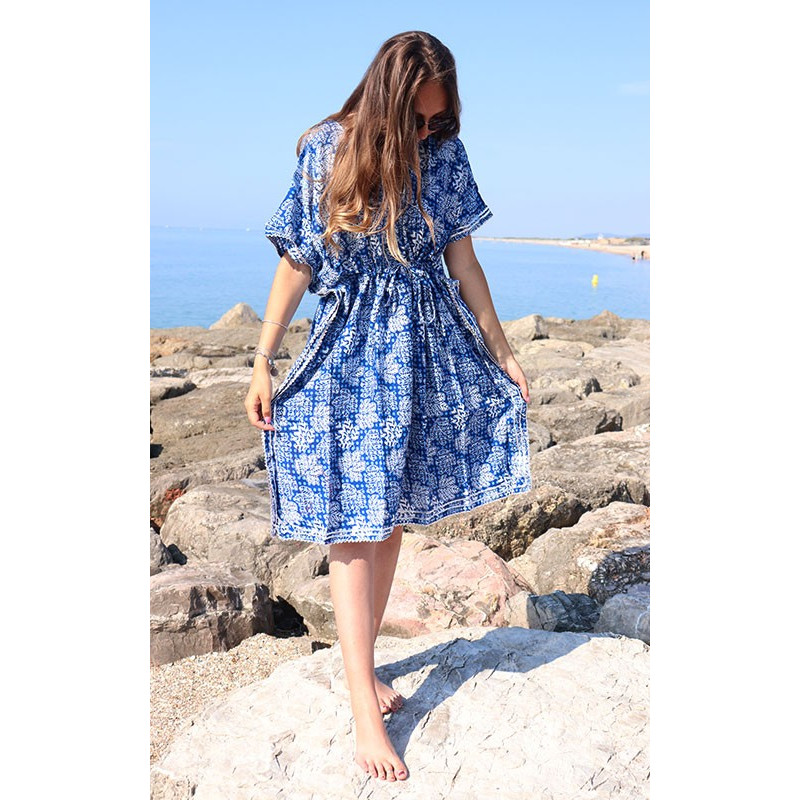 robe bleue en coton - Mosaik bijoux indiens robe bleue en coton - Mosaik bijoux indiens
