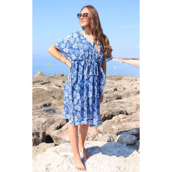 robe bleue en coton -...