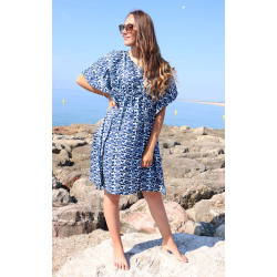 robe bleue motifs ethniques...
