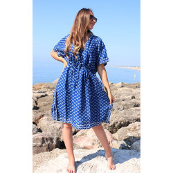 Robe bleue kaftan en coton...