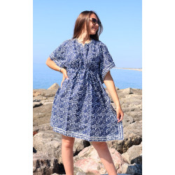 robe bleue motifs cachemire...