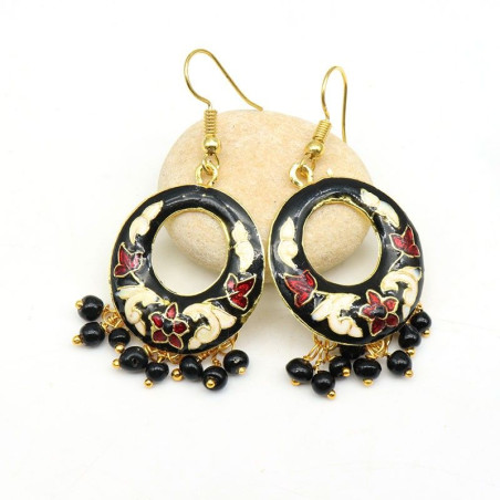 boucle d'oreille indienne meenakari - Mosaik bijoux indiens