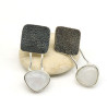 Puce d'oreille argent et pierre de lune - Mosaik bijoux indiens