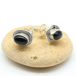 Puce d'oreille argent onyx...