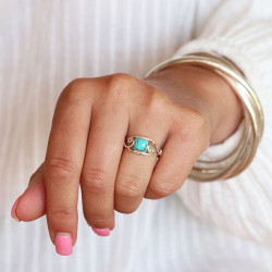 Bague turquoise en argent -...