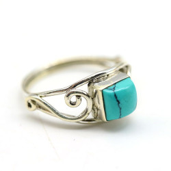 Bague argent fine pierre turquoise - Mosaik bijoux indiens