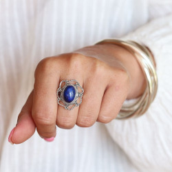 Bague argent pierre bleue -...