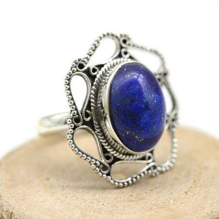 Grosse bague lapis lazuli en argent - Mosaik bijoux indiens