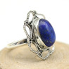 Bague argent pierre ovale bleue - Mosaik bijoux indiens