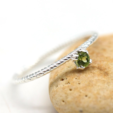 Bague argent fine pierre verte - Mosaik bijoux indiens
