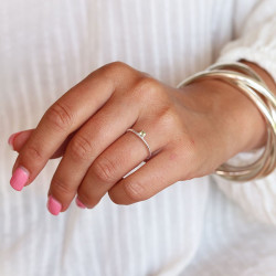Bague péridot en argent -...