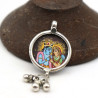 Pendentif rond en argent photo divinité - Mosaik bijoux indiens