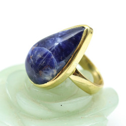 Bague dorée pierre bleue