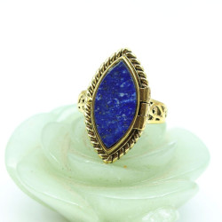 Bague lapis lazuli dorée -...