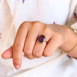 Bague améthyste laiton -...