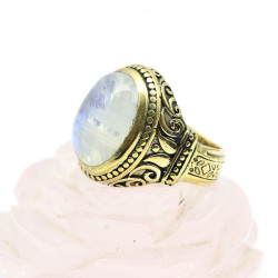 Bague laiton bohème dorée -...