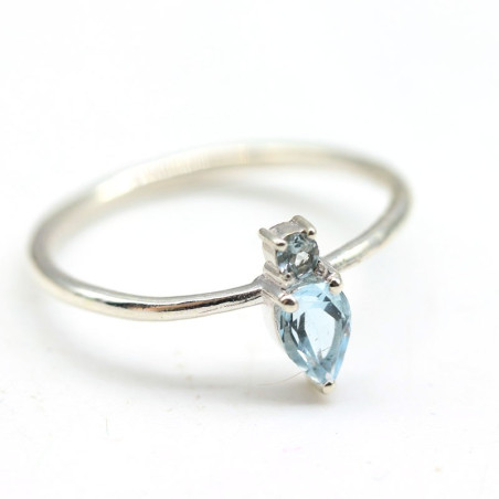Bague fine argent pierre bleue - Mosaik bijoux indiens