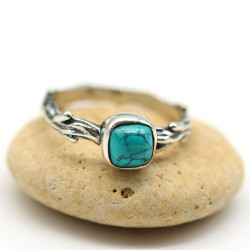Bague carrée turquoise -...