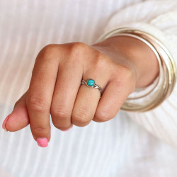 Bague argent turquoise -...