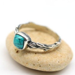 Bague fine pierre turquoise - Mosaik bijoux indiens