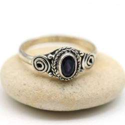 Bague argent fine iolite -...