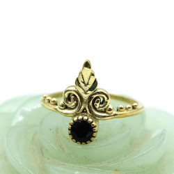 Bague dorée pierre noire -...
