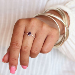 Bague améthyste en argent -...