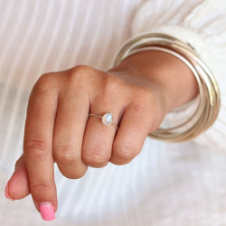 Bague argent pierre blanche...