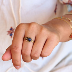 Bague bohème dorée pierre...